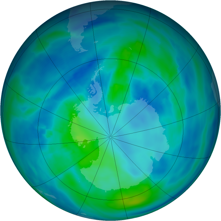 Antarctic ozone map for 04 April 2014